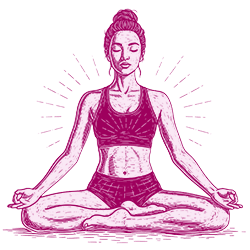 Ilustración de mujer haciendo yoga, lo que transmite una sensación de bienestar y balance.